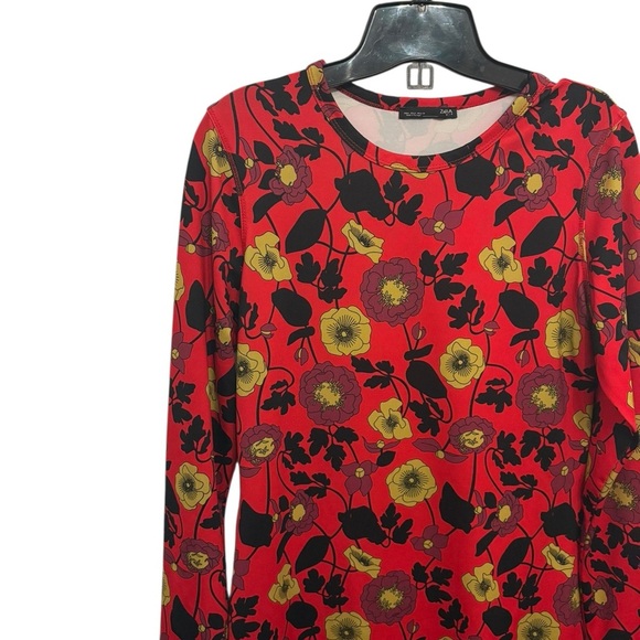 Zara Pink and Yellow Floral Long Sleeve Dress - Picture 2 of 5